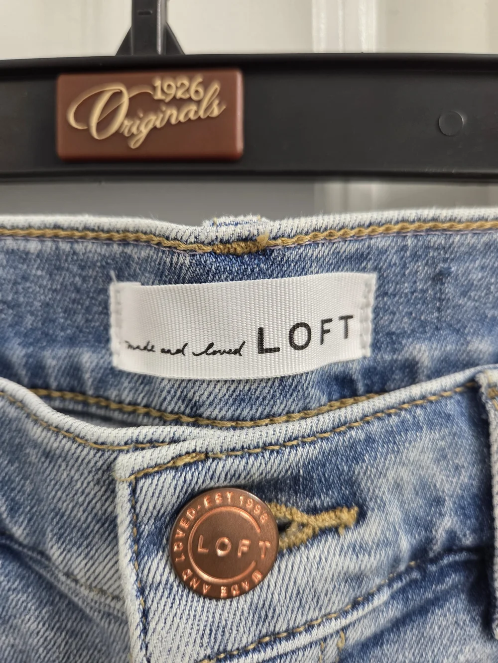 LOFT High Waist Skinny Ankle Light Wash Distressed Jeans